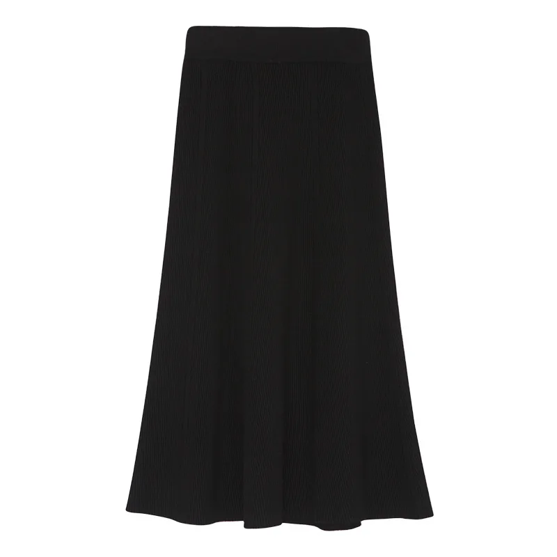 

2020 High Waist Women Spring Skirts Vintage Knitting Women Long Skirt Women Beige Black Skirt Saia