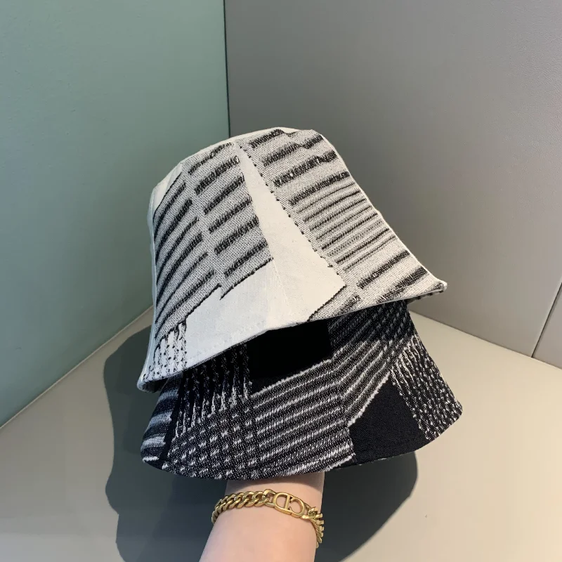 

New Cotton Panama Style Unisex Stripe Bucket Hat Casual Wild Harajuku Women's Fisherman's Hat Outdoor Tourist Sun Hat