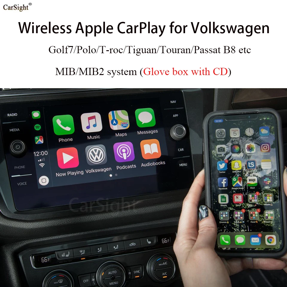 2020 беспроводной Автомобильный видеоинтерфейс Apple CarPlay для Volkswagen Arteon Golf Polo Crafter Tiguan