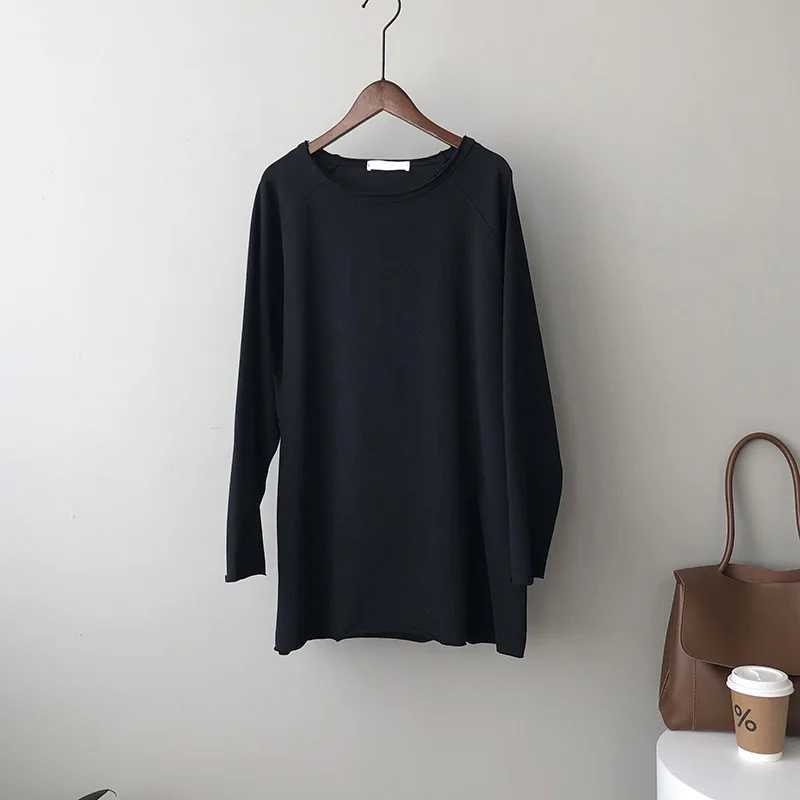 

COZOK 2021 Spring New Loose Long Sleeve T-shirt Women's Korean Version Medium Length with Bottom Coat Women's 20901