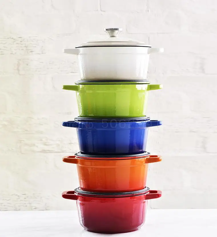 Эмалированная чугунная кастрюля красная эмалированная для супа тушения | Дом и