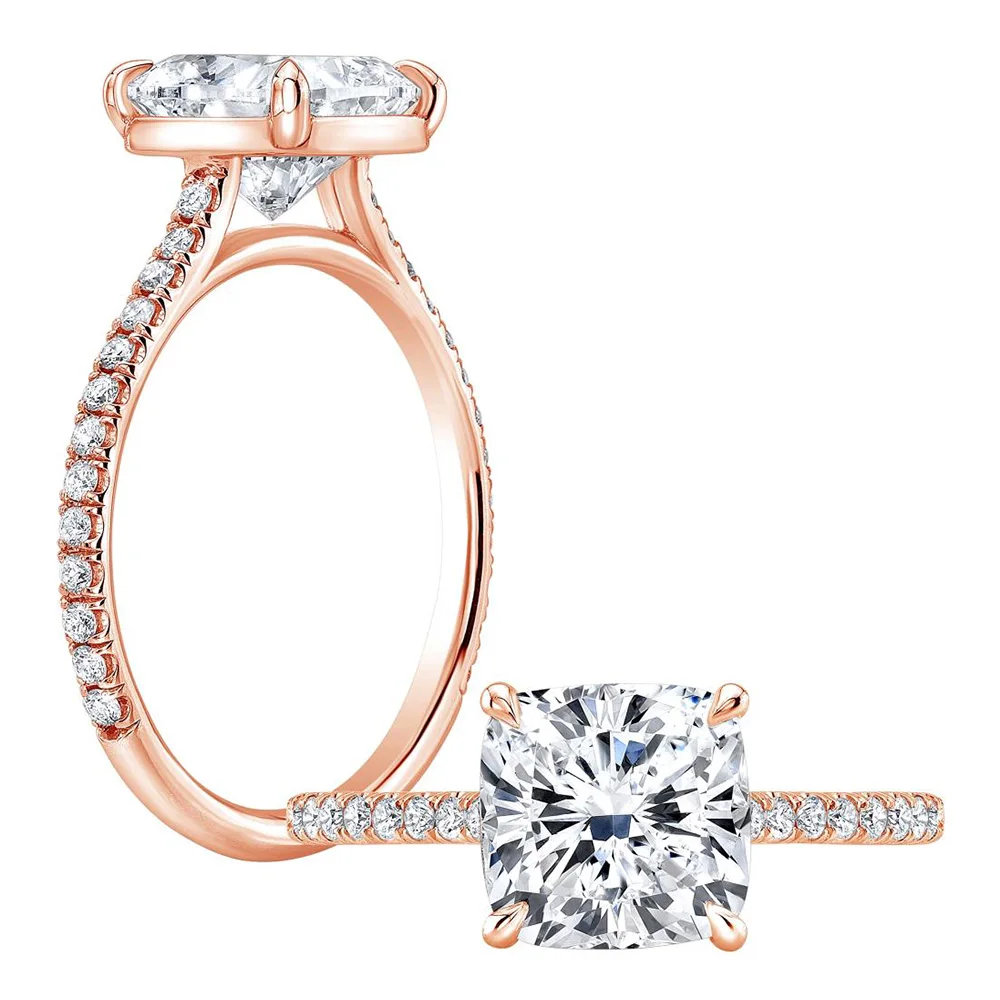 NiceGems 1.4ct 14k белое или розовое золото DF обручальное кольцо из муассанита с подушкой
