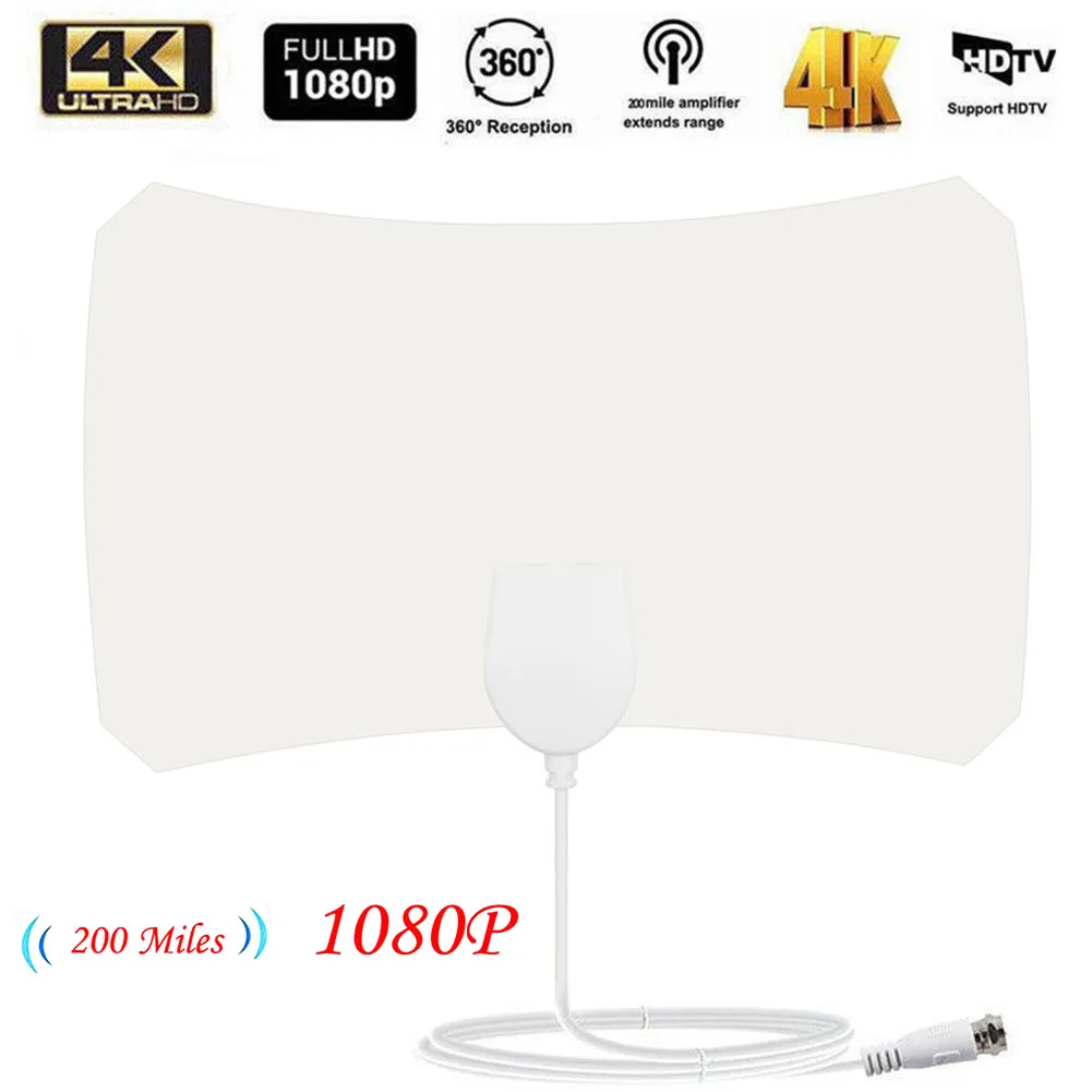 200 Mile Range Skylink HD tv 1080P Портативная комнатная белая антенна прочная мини-пластиковая