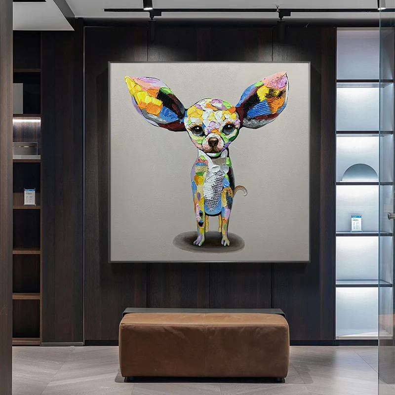

Color Art Dog Poster Nordic Modern Abstract Canvas Wall Animal Painting Decoration Home Decor Picture 24X24Inch(60X60CM)