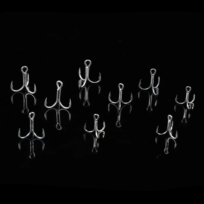 

10 Pcs/lot Sharp Fishing Hook 1-12# High Carbon Steel Treble Hooks Fishing Tackle Round Bent Treble Saltwater Bass Tools Pesca