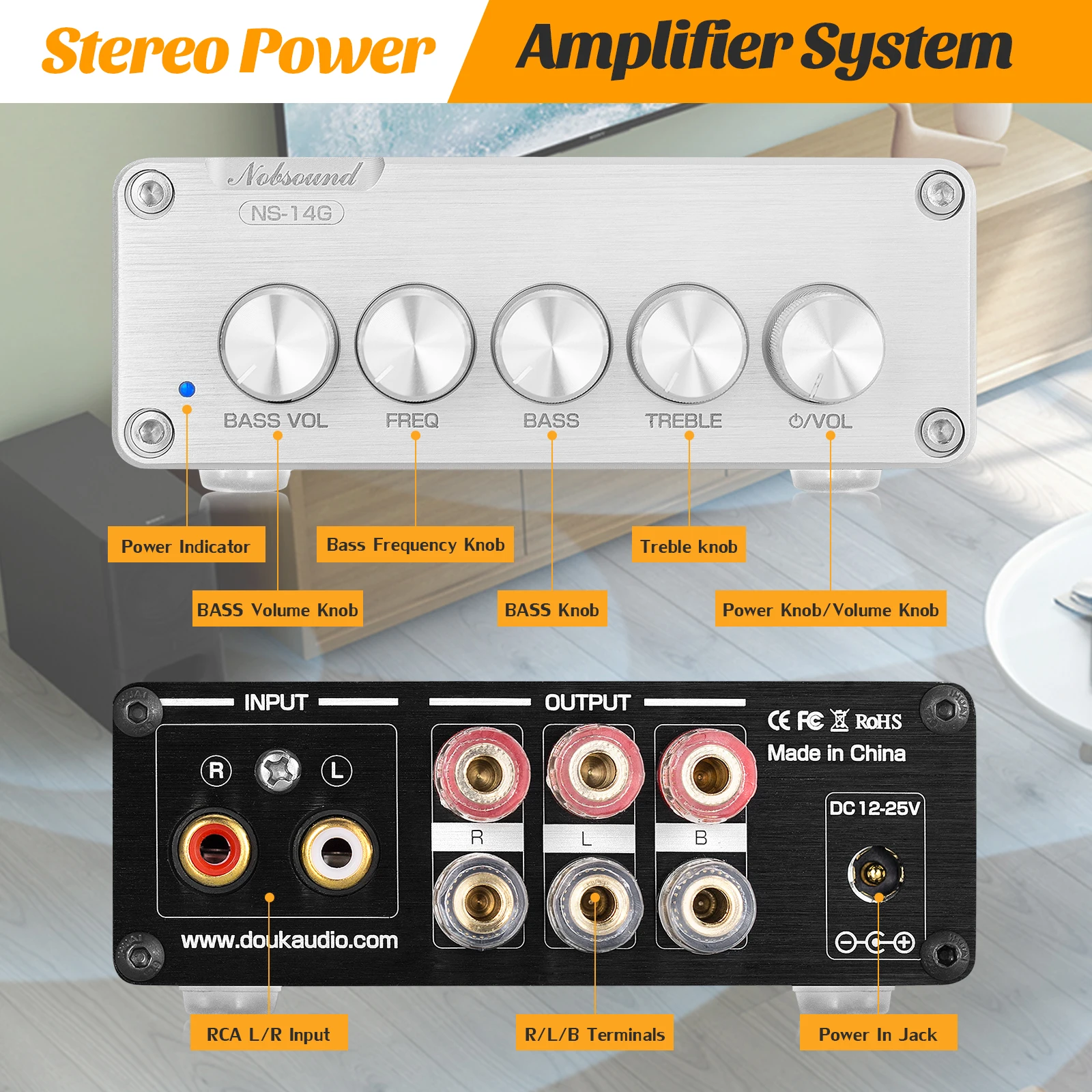 Nobsound Mini Hi-Fi 2 1 канала TPA3116D2 цифровой усилитель мощности стерео аудио басовый 2*50 Вт