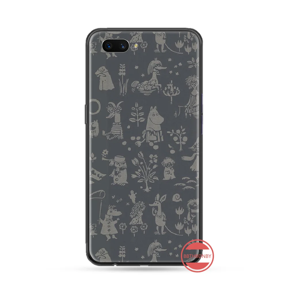 Чехол для телефона Art Cartoon Hippo moomin милый мягкий черный чехол OPPO R9 R11 R15 R17 RENO Realme S PLUS
