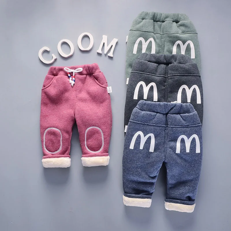 Новинка зимние детские штаны для мальчиков и девочек теплые бархатные
