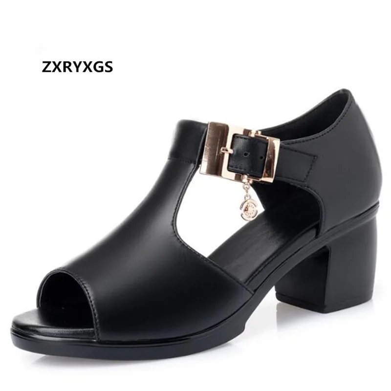 

Best Sale Fish Mouth Genuine Leather Sandals Women High Heel Sandals Non-slip Large Size 43 Fashion Sandals Women Shoes Sandals