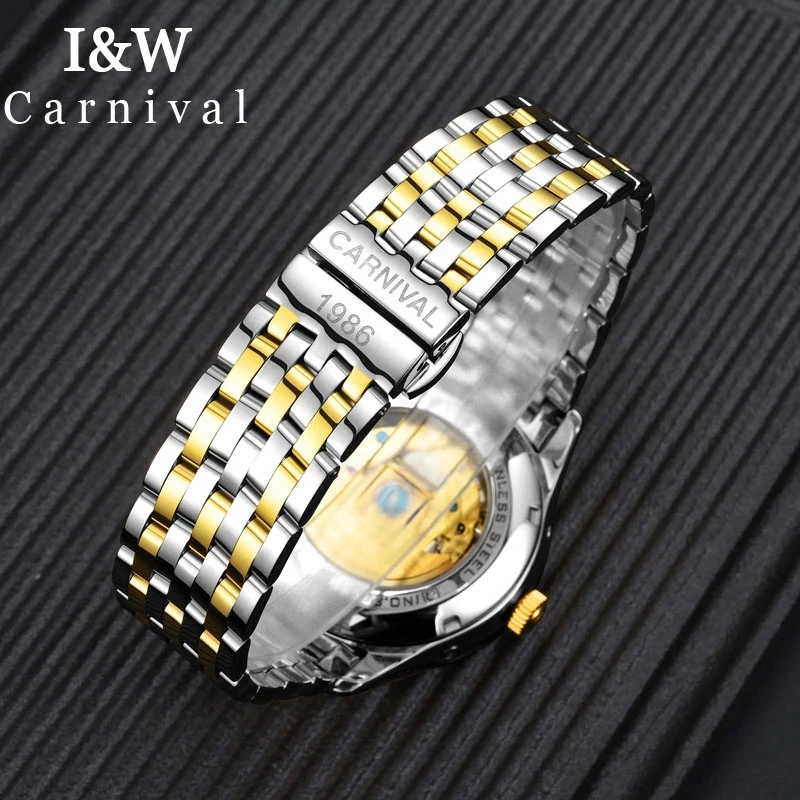 

Carnival I&W Watch Men Fashion Sport Automatic Mechanical Mens Watches Top Brand Luxury Gold Business Moon Phase Clock Relogio