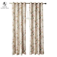 american retro printed curtains for living room pastoral style floral blinds faux linen drapes for bedroom window treatments