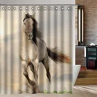 Водонепроницаемая занавеска для душа Running Horse для ванной комнаты, домашний декор с 12 крючками