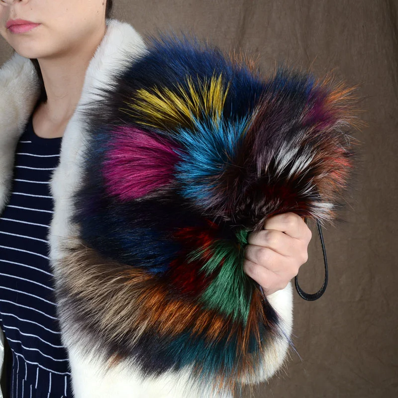 2021 New Ladies Plush Shouylder Bag Ladies Messenger Bag Purse Soft Color Fox Fur Clutch Messenger Bag Lady Fur Messenger Bag