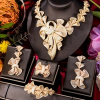 blachette luxury bridal wedding necklace bangle earrings ring 4 pcs party show bowknot hollow high quality elegant jewelry sets