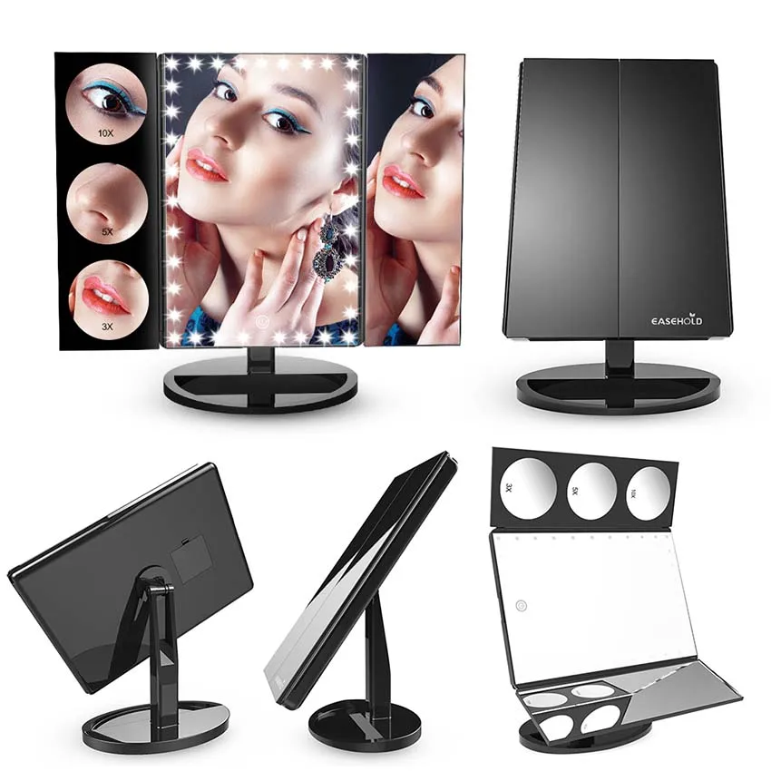 Easehold сенсорный Экран зеркало для макияжа 4 Режимы увеличения тройного сгиба с 35