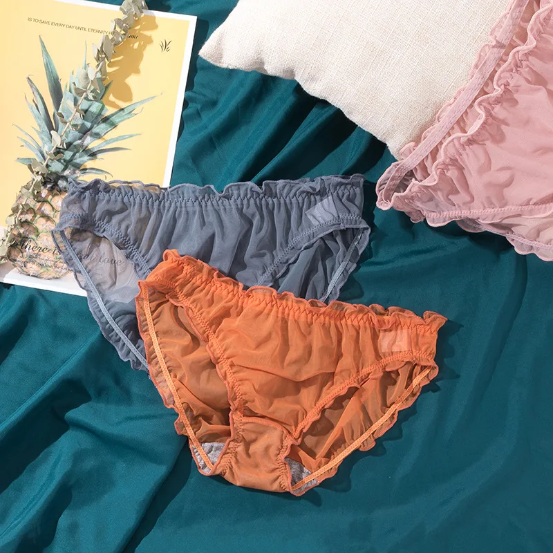 

Women's Underpants Briefs Sexy Tulle Netting Transparent Briefs Breathable Elastic Soft Underwear Panties Breathable Net
