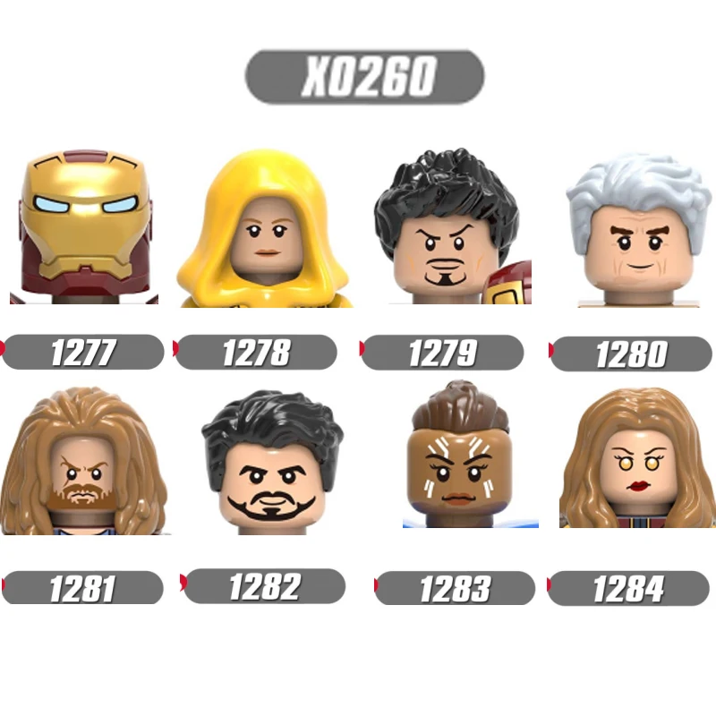 

Heroes MK50 Building Blocks Ancient One Valkyrie Tony Brick Head Figures For Children Toys X0260