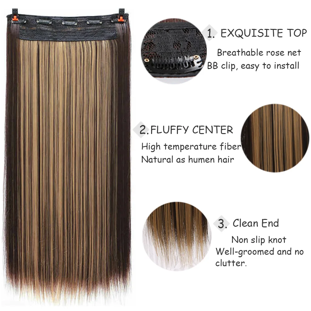 Длинные прямые накладные волосы WEILAI 24 дюйма Синтетические Искусственные для