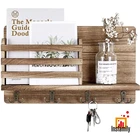 Деревянный настенный держатель для почты, органайзер с 4 двойными крючками для ключей, аксессуары для украшения дома, крючок для входного ключа