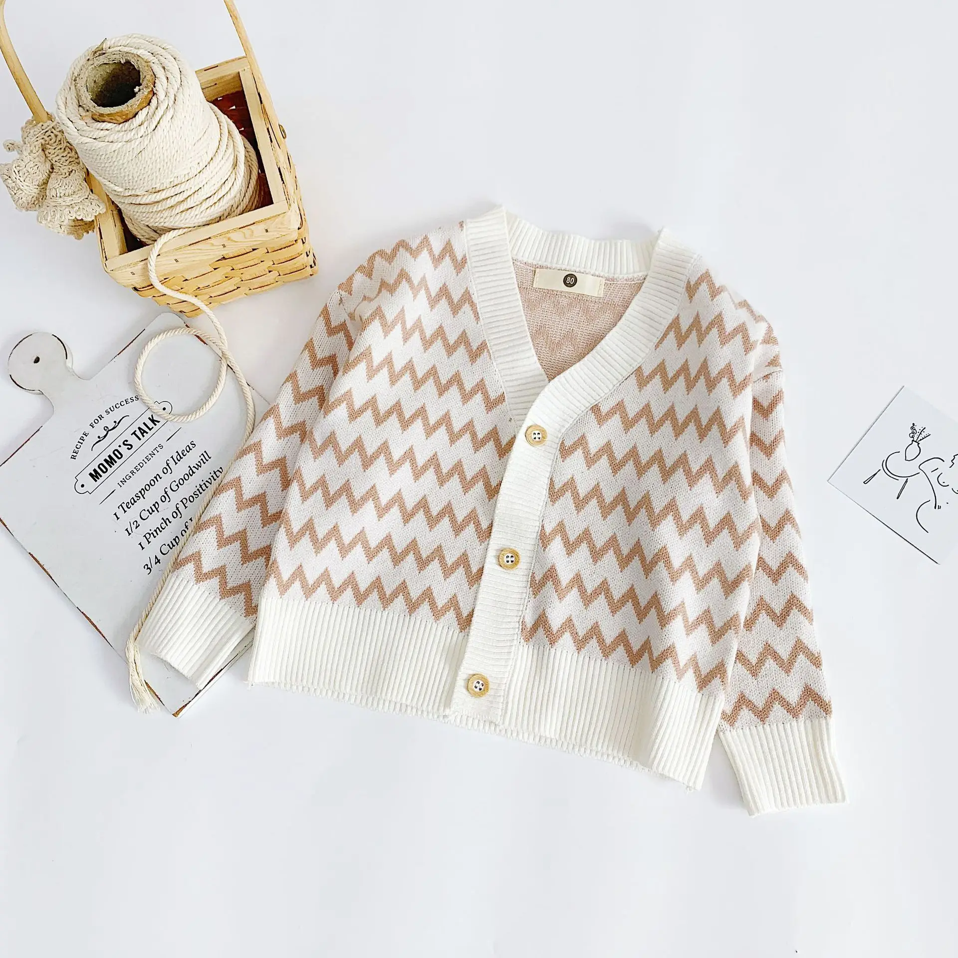 Детская одежда 19 осенний Новый Стильный вязаный кардиган для маленьких