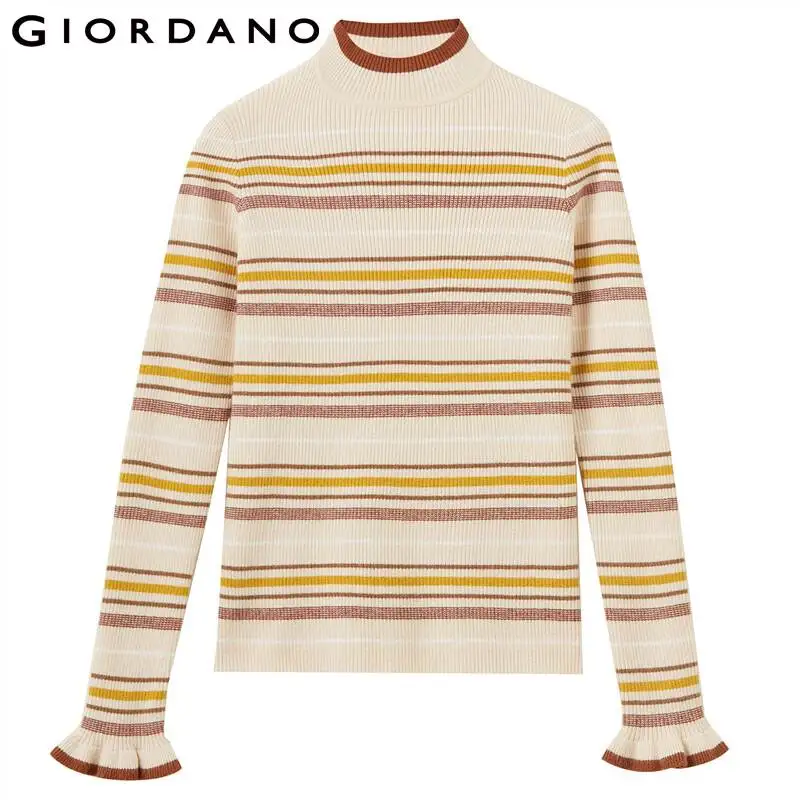 Женский свитер с кружевными манжетами Giordano тонкий мягкий эластичный пуловер