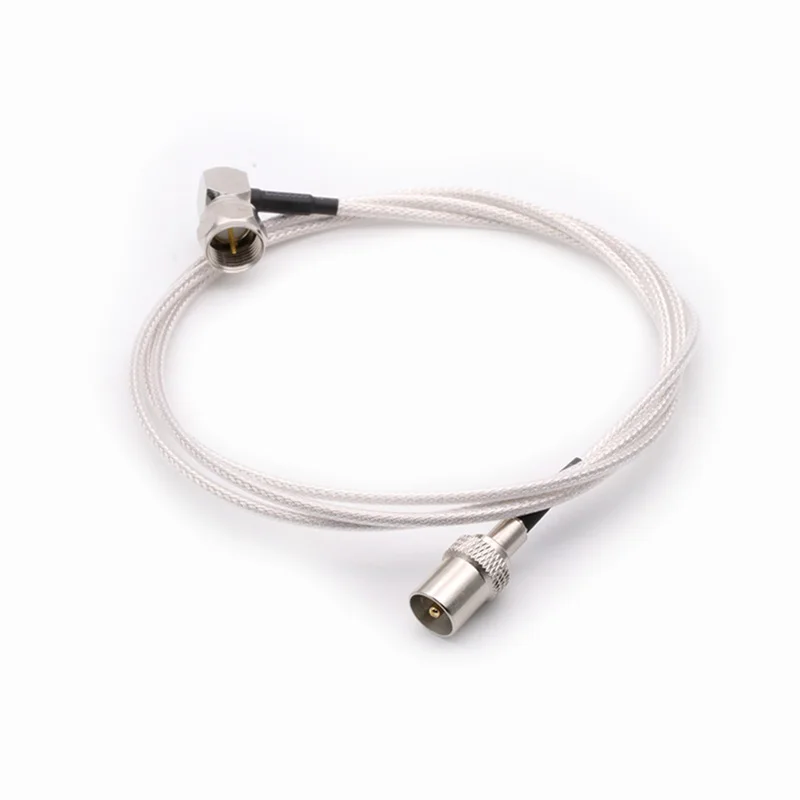

100PCS 1m RG316 Transparent White RF Cable F Male Right Angle switch TV Male Pigtail Cable Adapter for TV Signal