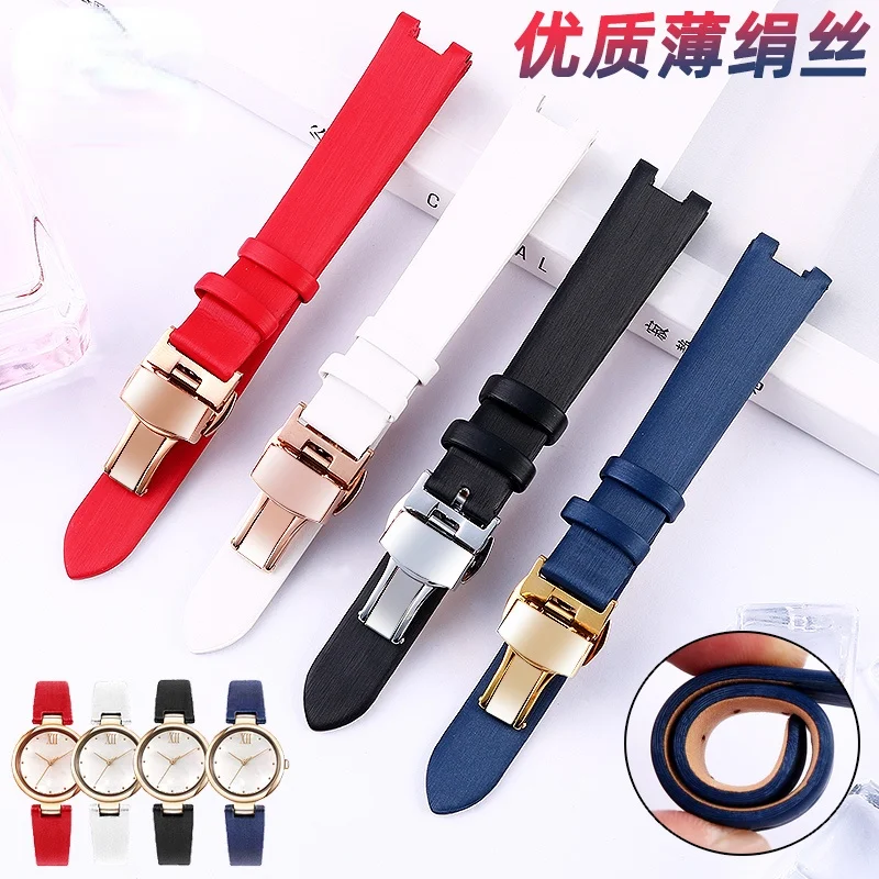 Thin Silk Women's Leather Watch Band for Citizen Eco-Drive Em0533 0530 0673...