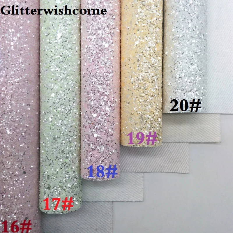Винил Glitterwishcome размера A4 21 х29 см для бантов Хрустальная крупная блестящая кожаная
