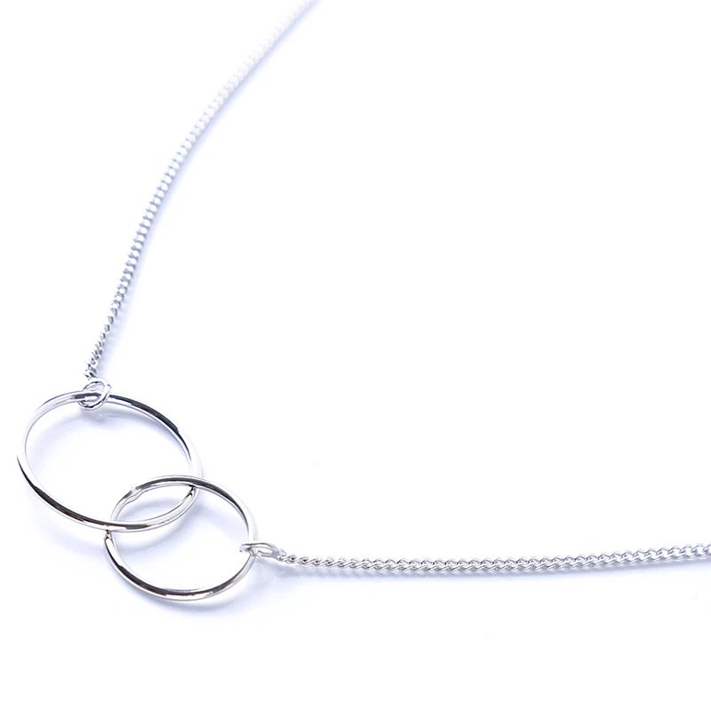 

Personality Double Circle Interlock Clavicle Short Necklace For Women Fashion Simple Wedding Bridal Necklace Fine Jewelry