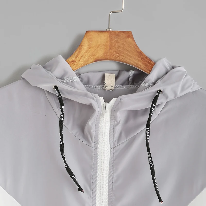 Женская тонкая куртка для бега VEQKING с длинным рукавом на молнии капюшоном и