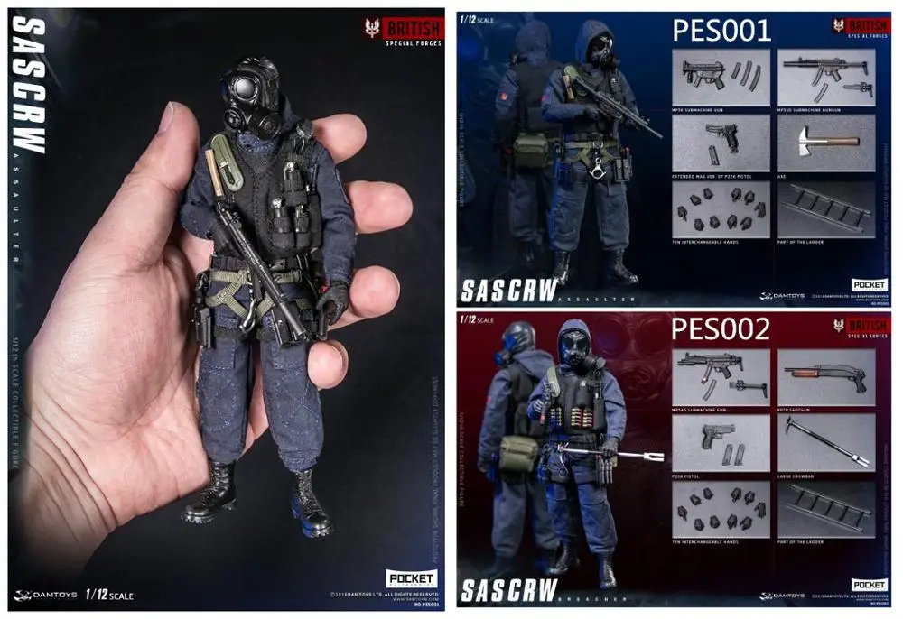 DAMTOYS 1/12 POCKET ELITE SERIES: SAS CRW Штурмовик/брачер PES001/PES002 | Игрушки и хобби