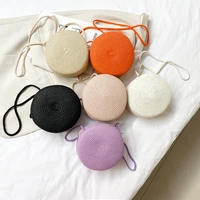 new round summer straw shoulder bag for women rattan shoulder bag small beach travel handbag and purses female messenger bags