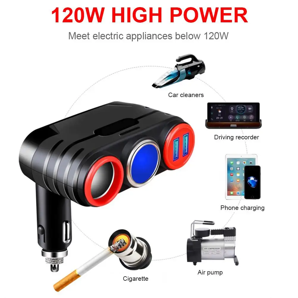 12 V-24 V автомобильный прикуриватель Беспроводной Зарядное устройство 1 для 3 мульти-Функция двойной разъем USB адаптер зарядное устройство со штекером с 3 портами(стандарт Зарядное устройство