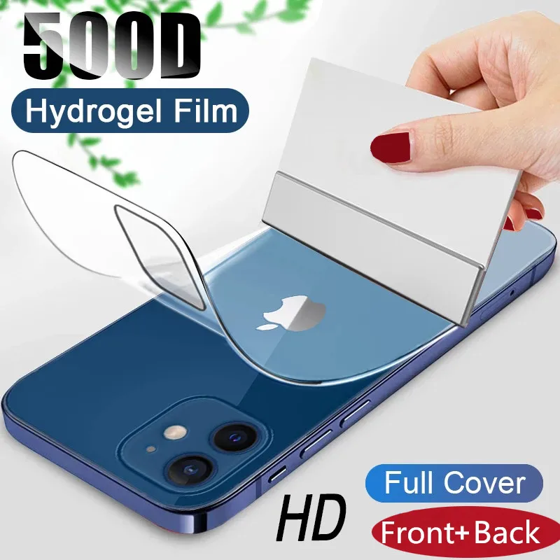 Гидрогелевая пленка с полным покрытием 500D для iPhone 12 mini 11 Pro Max Защита экрана 7 8 Plus