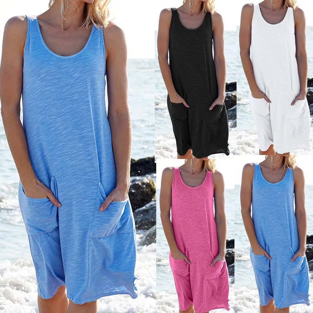 

spring and summer new cotton solid color round neck sleeveless knitted casual vest skirt women