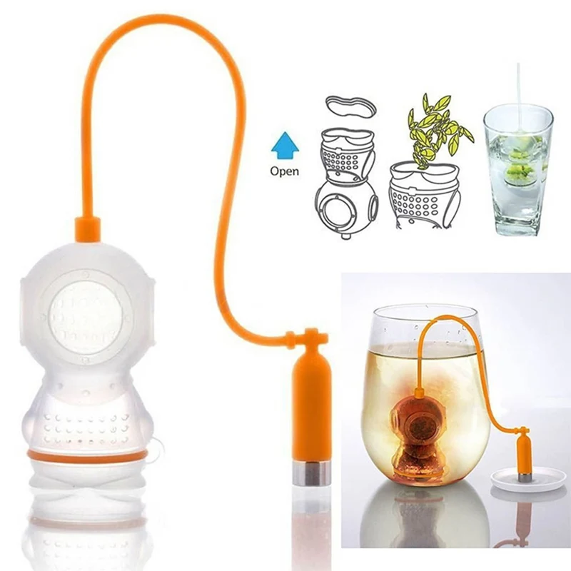 Tea Bag Food Grade Leaf Herbal Spice Filter 1 Pc Robot Shape Infuser Strainers Creative Loose Silicone Diffuser | Дом и сад