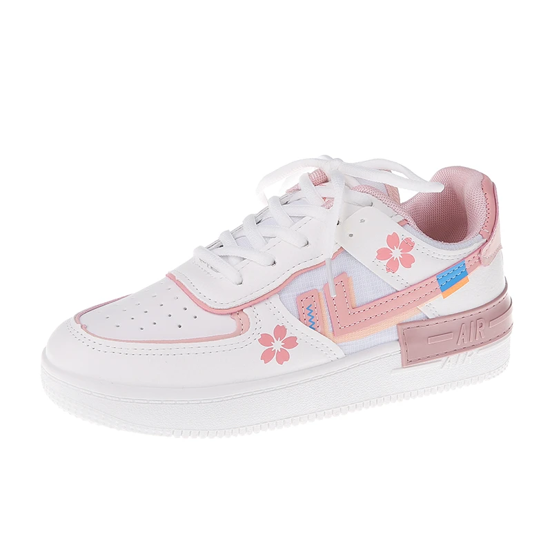 

Женские кроссовки из искусственной кожи, Мягкие прогулочные туфли на платформе, Модные дышащие, на шнуровке, плоская подошва, обувь для скей...