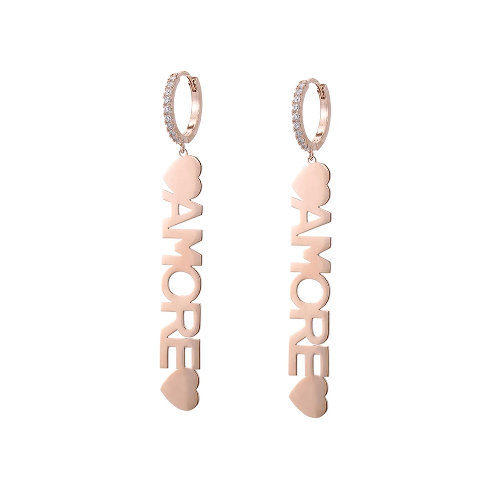 Женские серьги-кольца из нержавеющей стали золотистые с надписью Love подарочные