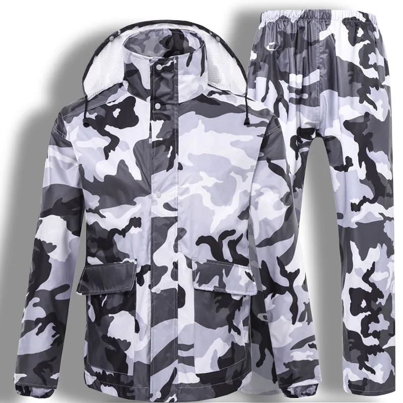 Camouflage Suit Raincoat Outdoor Cycling Waterproof Designer Raincoat Thick White Hat Chubasquero Hombre Rain Clothes DL60YY