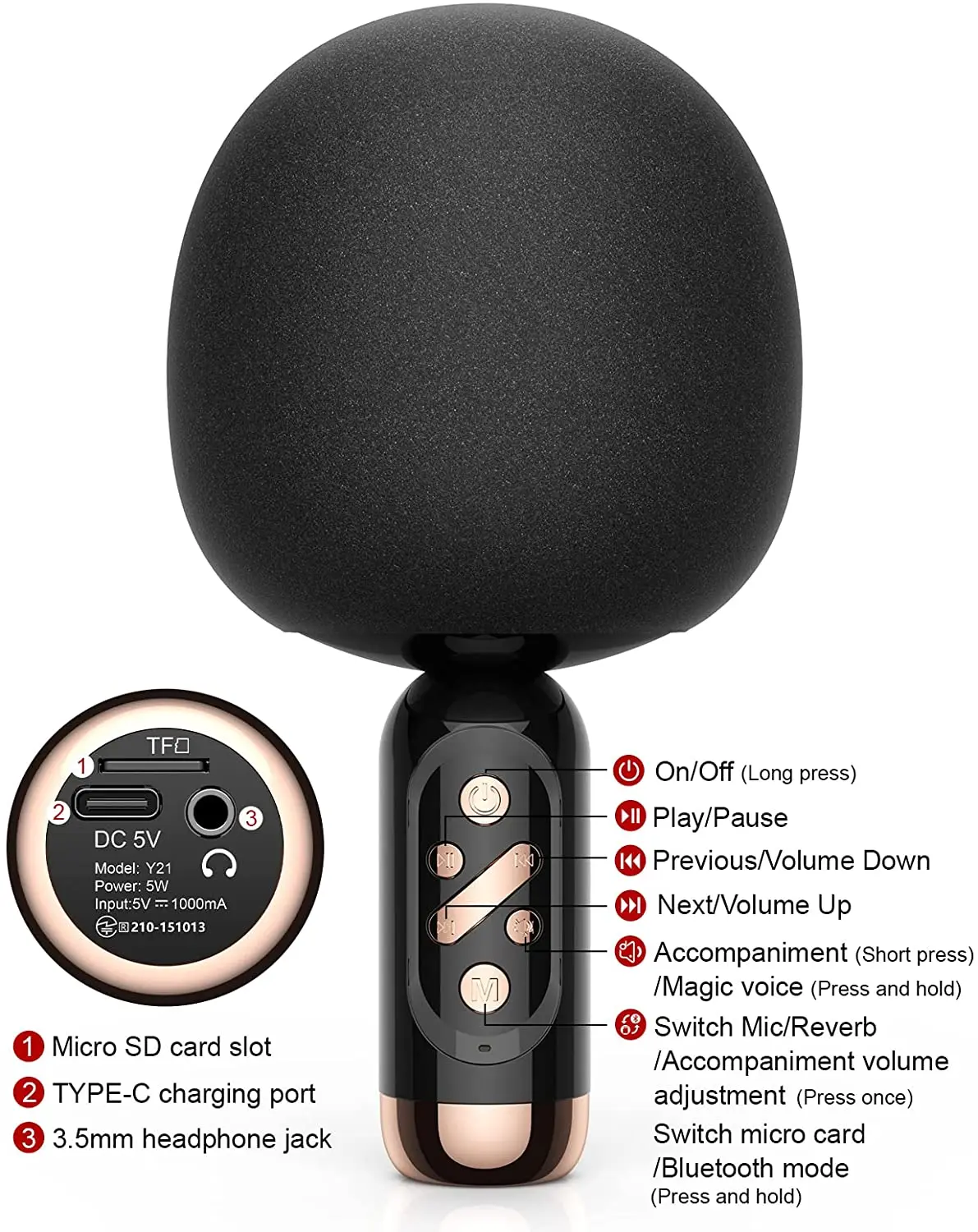 Беспроводной микрофон для караоке домашней пения портативный конденсаторный с