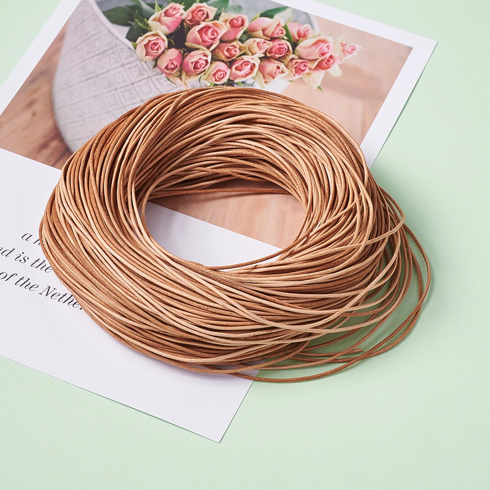 Pandahall 100m/Bundle 1mm 1.5mm 2mm Peru Cowhide Leather Cord Braided String for Jewelry Making Stringing Materials Wholesales