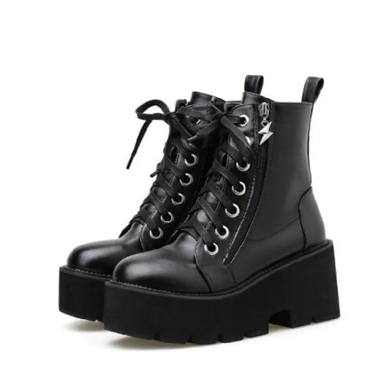 PXELENA винтажные байкерские ботинки в байкерском стиле готическом Женская Осенняя