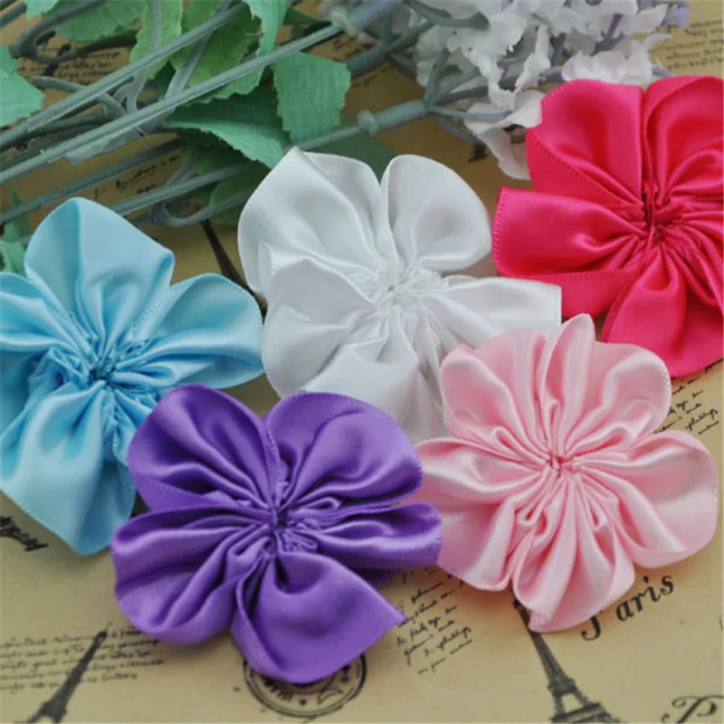 

20pcs Satin Ribbon Flower Roses Wedding Decorations Appliques Crafts E200