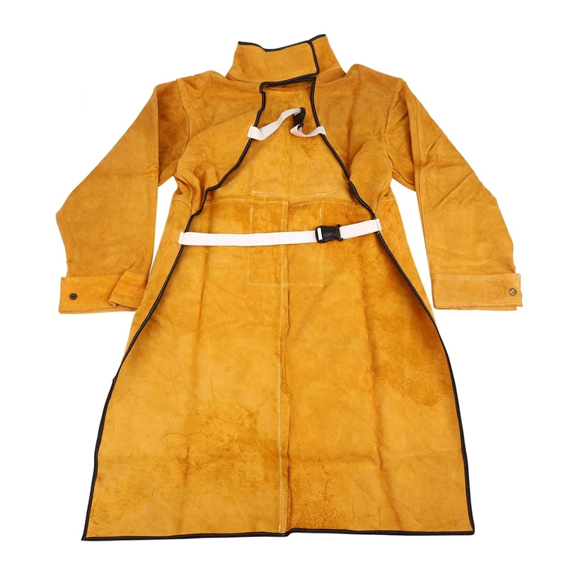Promotion! 120cm Welding Apron Flame Retardant Long Sleeve Welder Protective Clothing Split Leather Fire-Resistant |