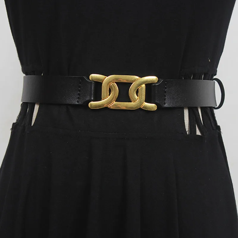 

SeeBeautiful Simple Metal Buckle PU Leather Decorative Waist Belts Girdle All Match Women Autumn 2021 New Fashion G530