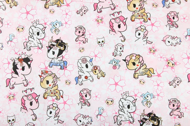 

ZENGIA 45x110cm Toki-doki Unicorn Cotton Fabric For Sewing Quilting DIY Needleworkr/Diy Handbag/Slipcover DIY Sewing shirt Cloth