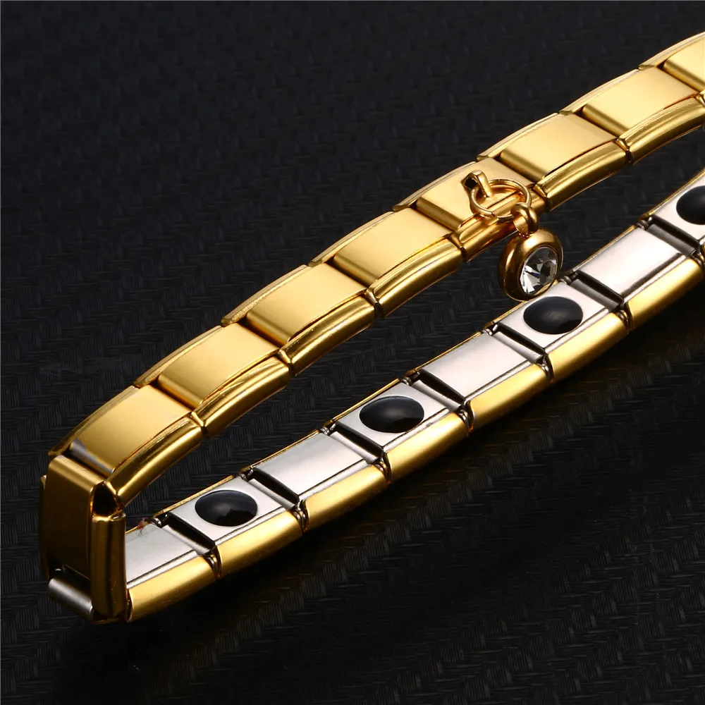 Модный Хрустальный Браслет с германием для женщин и мужчин из нержавеющей стали