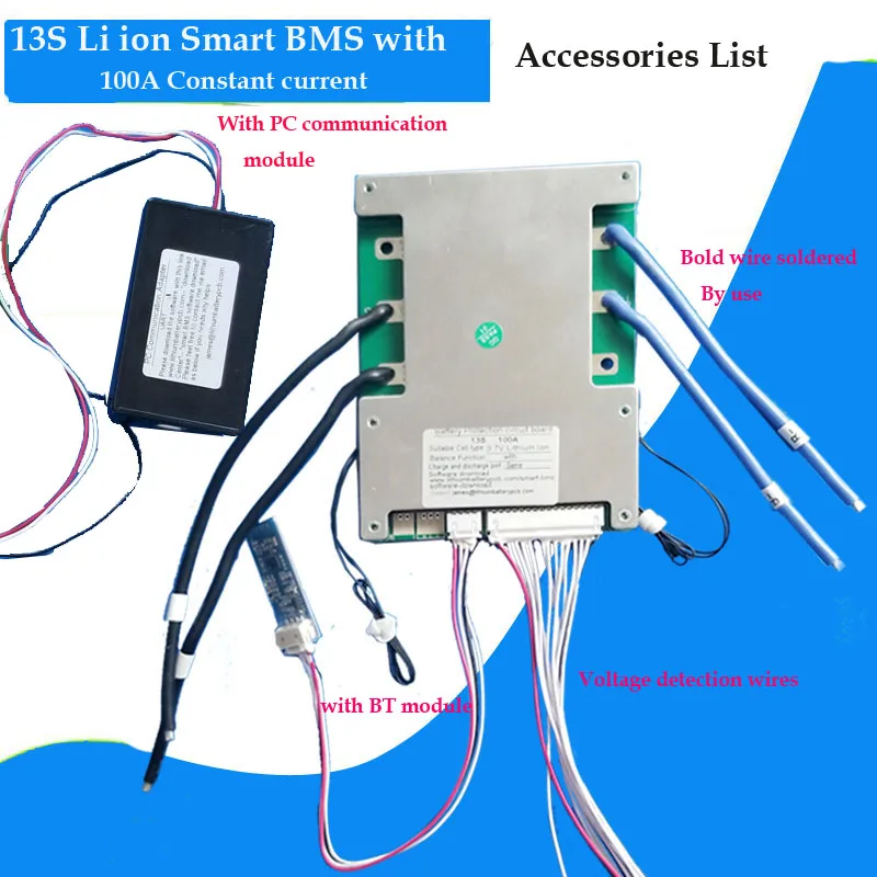 48 В 54 6 А смарт BMS с Bluetooth и ПК связи для 18650 литиевой батареи комплект