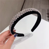 rhinestones chain hairband knot for women elegant headpiece luxury shiny crystals head band classic evening party headband black