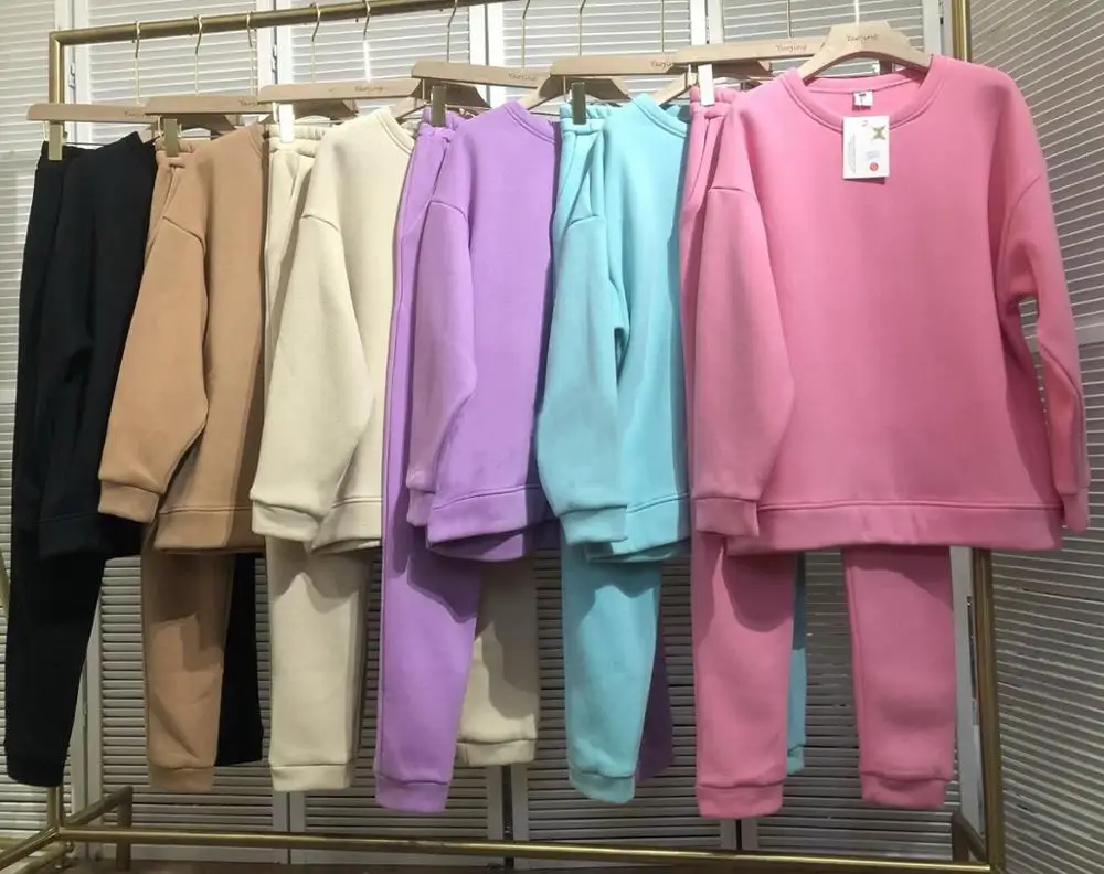 

Winter Fashion Women'S Casual Sports 2 Two-Piece Suit Sportswear Loose Pullover And Pants Suit 2020 New Sportswear